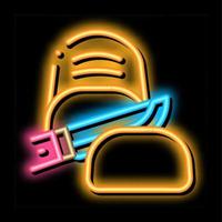 Knife Cutting Baked Bread neon glow icon illustration vector