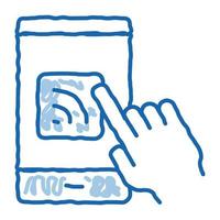 Hand Push Wifi Button doodle icon hand drawn illustration vector