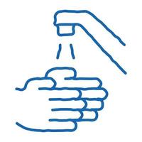 Hands Washing Water Tap doodle icon hand drawn illustration vector