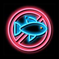 signo libre de alérgenos pescado neón resplandor icono ilustración vector