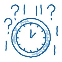 reloj y signo de interrogación doodle icono dibujado a mano ilustración vector