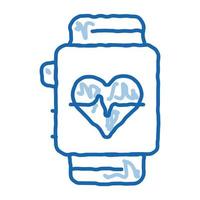 Heart Rate Counter doodle icon hand drawn illustration vector