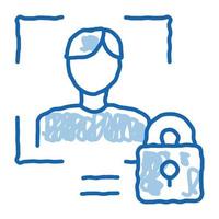 Human Lock Security doodle icon hand drawn illustration vector