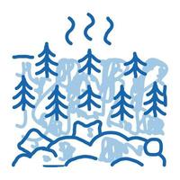 trash in forest doodle icon hand drawn illustration vector