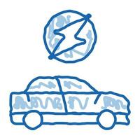 electro car doodle icon hand drawn illustration vector
