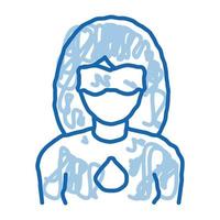 Super Hero Woman doodle icon hand drawn illustration vector