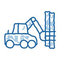 logging machine doodle icon hand drawn illustration vector