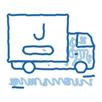 juice delivering truck doodle icon hand drawn illustration vector