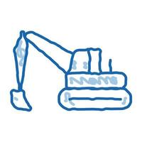 road repair excavator doodle icon hand drawn illustration vector