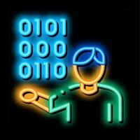 Human Binary Code neon glow icon illustration vector