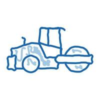 road repair pavering tractor doodle icon hand drawn illustration vector