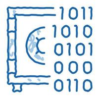 Computer Hacking with Binary Code doodle icon hand drawn illustration vector