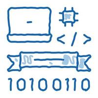 programación informática graduación doodle icono dibujado a mano ilustración vector