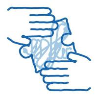 manos rompecabezas doodle icono dibujado a mano ilustración vector