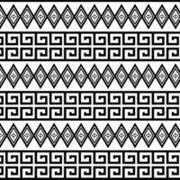 patrón tradicional azteca tribal étnico sin costuras en blanco y negro adecuado para la ropa vector