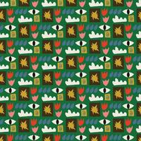 cute handrawn art abstract colorful seamless pattern vector