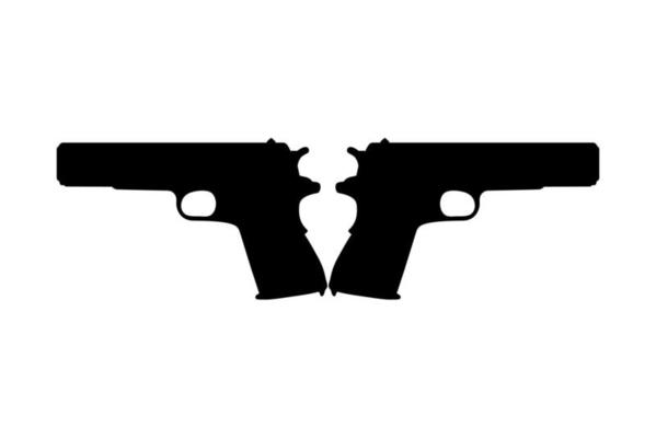 Silhouette Pistol or Handgun Gun Pistol for Art Illustration, Logo, Pictogram, Website or Graphic Design Element. Vector Illustration