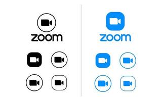 conjunto de iconos de aplicación editorial de reunión de videollamada de zoom