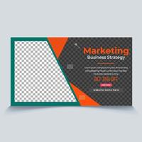 Marketing business strategy social media banner, video thumbnail template editable file vector