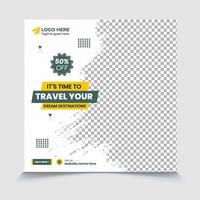 It's time to travel to your dream destinations social media post template editable file vector