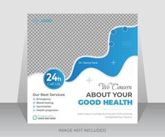 Medical healthcare social media post design or square web ads banner template for hospital vector