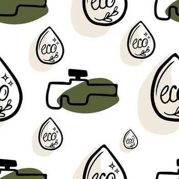 Seamless pattern A drop of water from a faucet vector