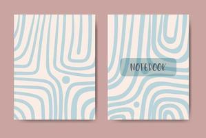 Personal diary template set, with abstract boho illustration background. Vector design.