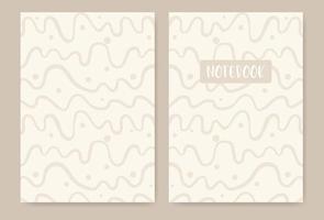 Universal abstract pastel colored template for notebook cover. Seamless patterns, easy to re-size. Vector illustration