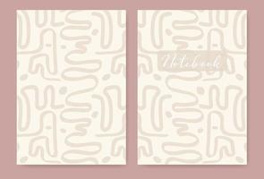 Universal abstract pastel colored template for notebook cover. Seamless patterns, easy to re-size. Vector illustration