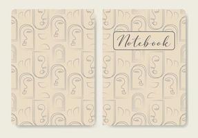 Cover with linear woman face and arch illustration. Colorful backgrounds. Applicable for planner and notebooks, first and last a4 page vector