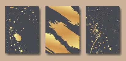 Vector set of covers for planners and notebooks. Cover design with gold ornament. Vector traditional decorative backgrounds, easy to re-size