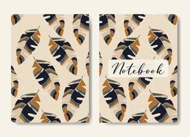 Cover with floral pattern elements - philodendron leaves. Cool colorful backgrounds. Applicable for planner and notebooks, first and last page vector