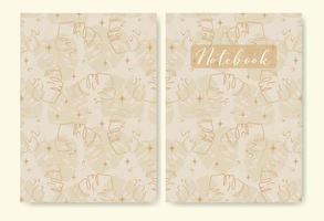 plantilla universal de hojas pastel abstractas para portada de cuaderno. patrones sin fisuras ilustración vectorial tamaño a4 vector