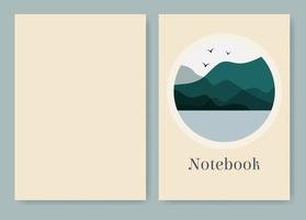 ilustración de paisaje para plantilla de cuaderno. ilustraciones de vectores de moda creativas de estilo de arte minimalista