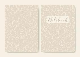 Universal abstract pastel colored template for notebook cover. Seamless patterns, easy to re-size. Vector illustration