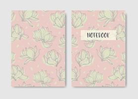 Covers with magnolia pattern template. Colorful backgrounds. Applicable for planner and notebooks, first and last a5 page. Eps10 vector template