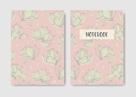 Covers with magnolia pattern template. Colorful backgrounds. Applicable for planner and notebooks, first and last a5 page. Eps10 vector template