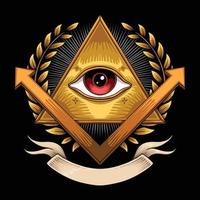 Illuminati Eye with triangle logo premium vector