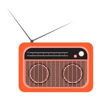 Red retro radio. vintage. vector illustration