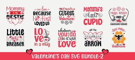 Valentine's day svg bundle. Valentine's day t-shirt design quote bundle vector