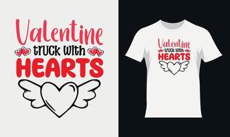 Valentine truck with hearts Valentine SVG t-shirt design. Valentine's typography Tshirt design vector