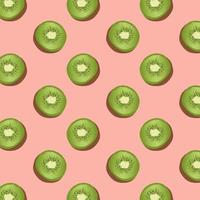Pattern with green kiwi fruits. Vector texture for textile, postcard, wrapping paper, packaging etc. Citrus fruit background, design elements. Vector illustration.