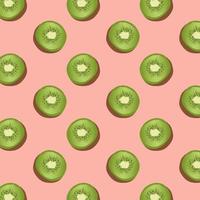 Pattern with green kiwi fruits. Vector texture for textile, postcard, wrapping paper, packaging etc. Citrus fruit background, design elements. Vector illustration.