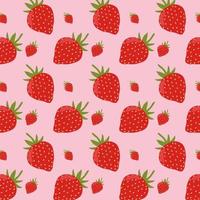 patrones de fresa, fresa roja, fondos de fresa. impresión para embalaje, telas, papeles pintados, textiles. ilustración vectorial estampado de moda de frutas exóticas. vector