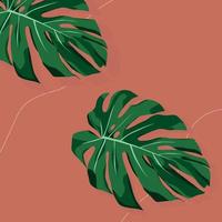 hoja de monstera deliciosa. hojas de plantas tropicales. arte de moda de mediados de siglo, decoración del hogar boho, arte de pared floral abstracto. arte mural minimalista y natural. diseño de arte para impresión, portada. ilustración vectorial vector