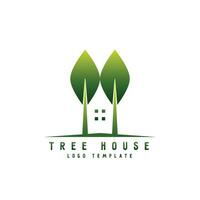 Tree house logo icon. Clean natural home building design. Isolated background vector