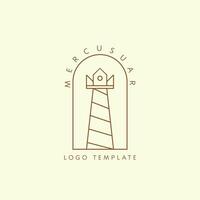 Minimalist lighthouse logo icon. Elegant minimalist line building design luxury. Isolated background vector