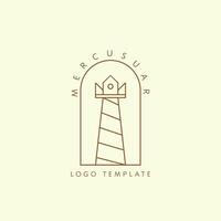 Minimalist lighthouse logo icon. Elegant minimalist line building design luxury. Isolated background vector