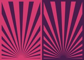 Pink And Purple Sunburst Stripes Poster Set, Template With Rays Centered at the Bottom. Retro Inspired Cartoon Vertical Posters. vector