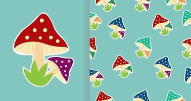 Seamless pattern with pair mushrooms vector